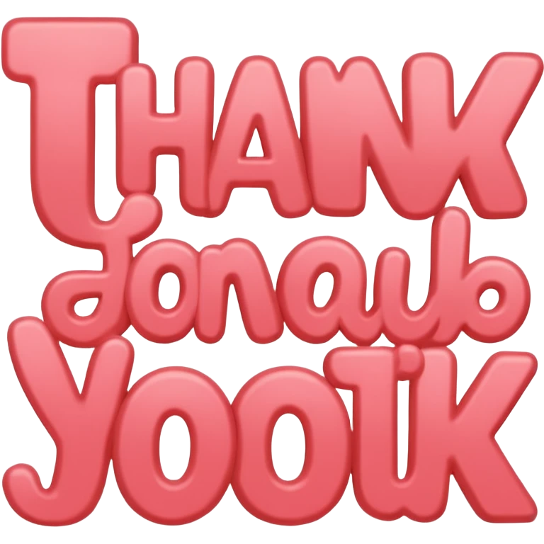 the words "thank you" in coral pink emoji