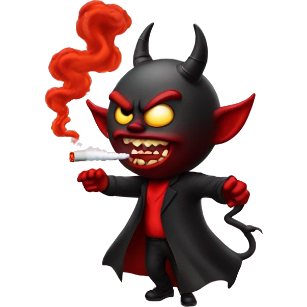 The devil hitting a vape emoji