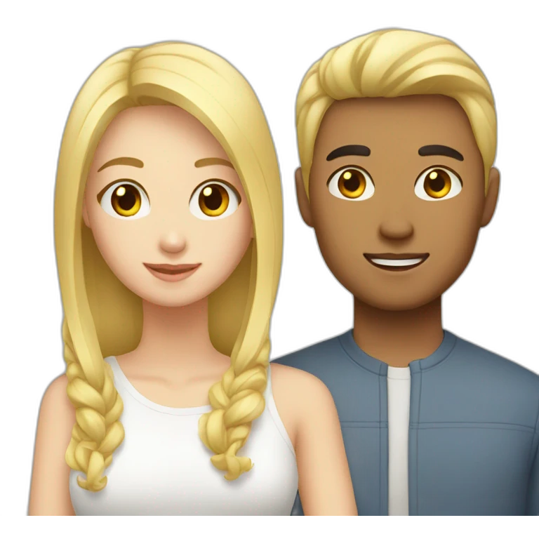 Blonde girl and asian man emoji
