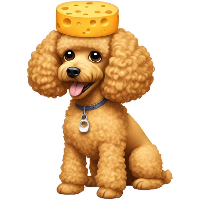 Poodle wearing a cheesehead emoji