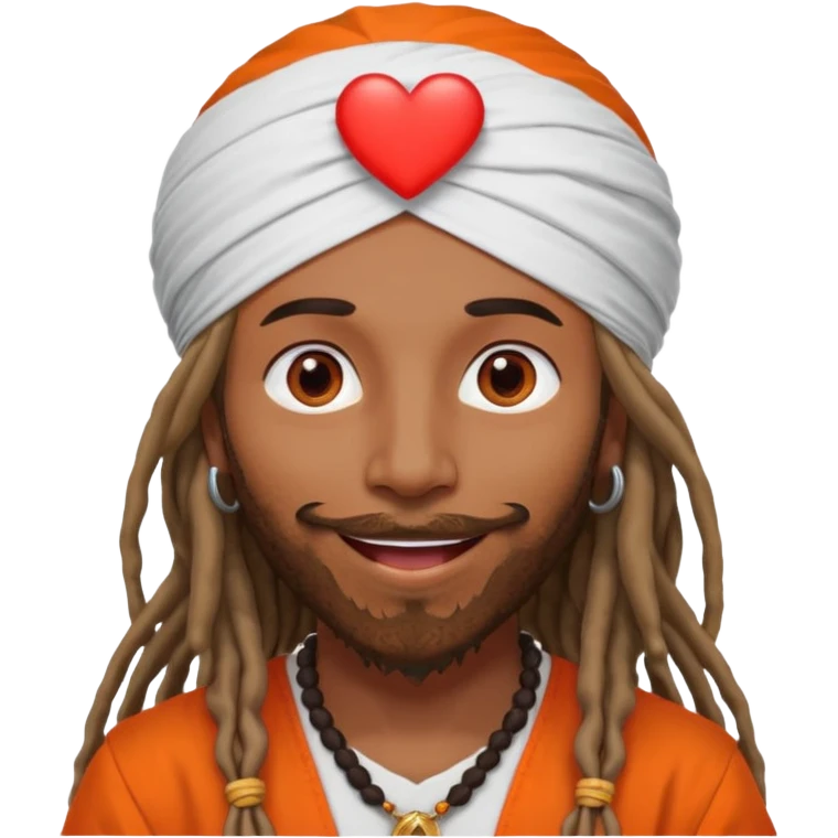 Brownskin man with long dreadlocks orange shirt add white dubai turban add red heart in both of his eyes mouth open  emoji