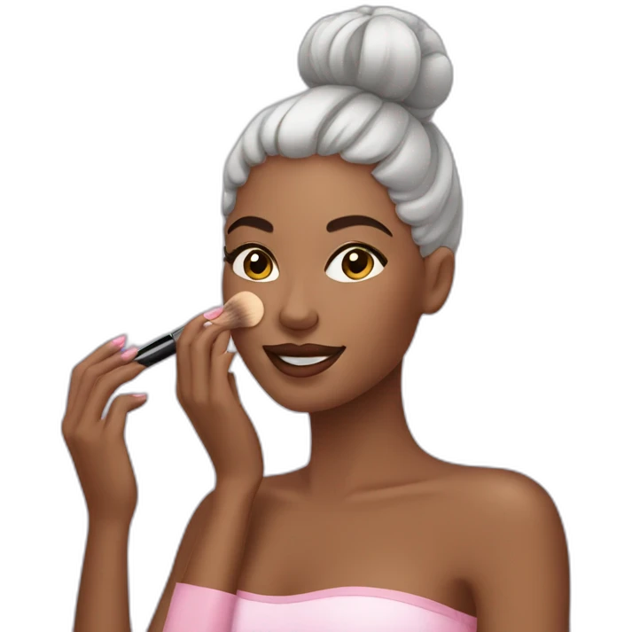 a woman taking care of her beauty with cosmetics emoji
