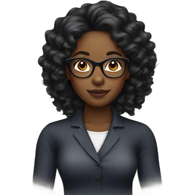 black girl with long deep wave hair and glasses  emoji