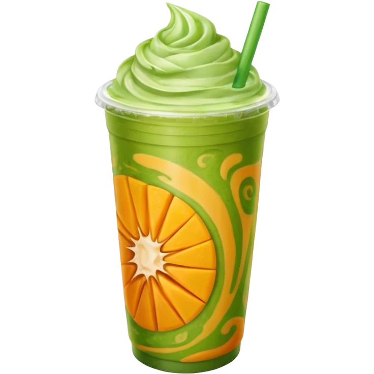 Iced Mango Matcha latte in a 16oz plastic cup emoji