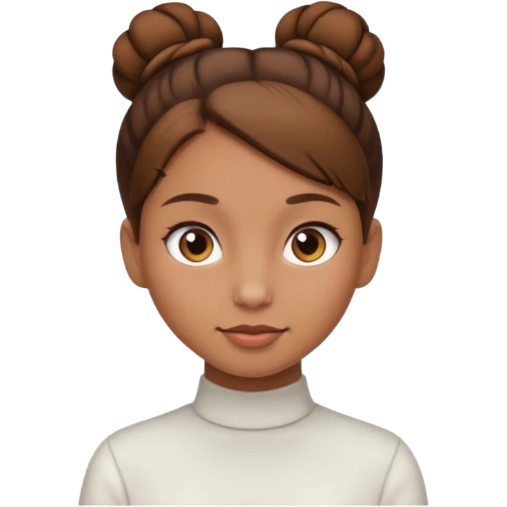 Girl with light brow skin and brown hair in bun emoji