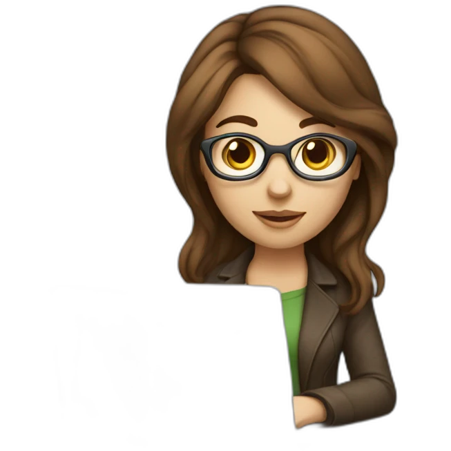 pretty programmer girl with brown hair working with MacBook emoji