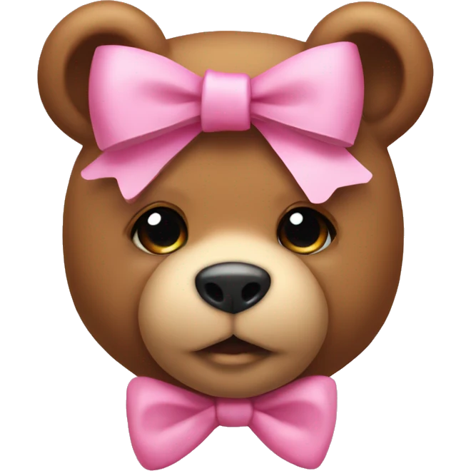 Teddy bear with a pink bow tied around its neck  emoji