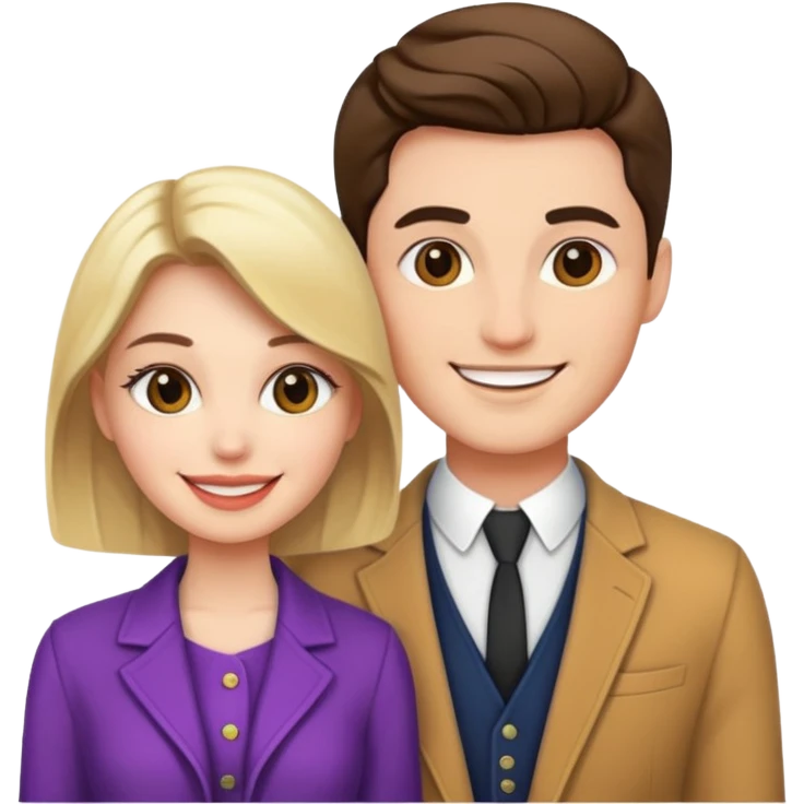smiling couple with stylish outfits emoji