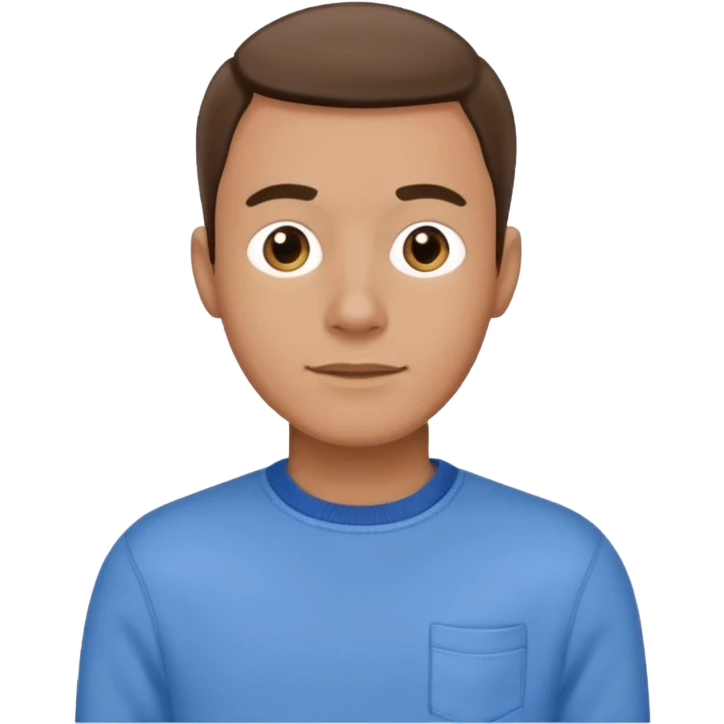 man in blue jumper with a shirt underneath and blue chinos trousers emoji