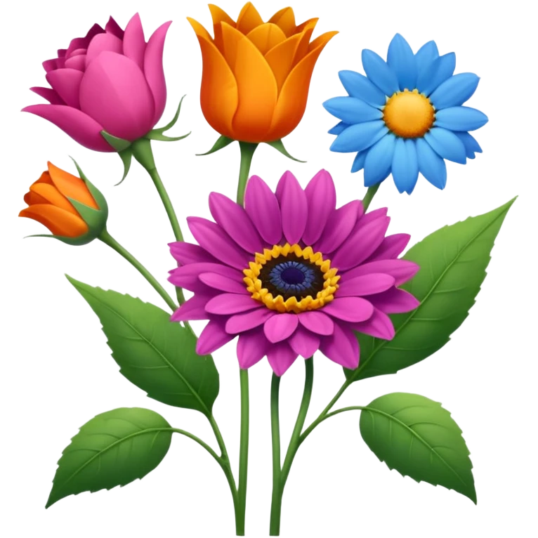 So, im back and i need these flowers into individuals emoji: Rose – pink
Sunflower – yellow
Lavender – purple
Tulip – red
Gerbera – orange
Forget-me-not – light blue
Chrysanthemum – green
Cornflower – dark blue emoji