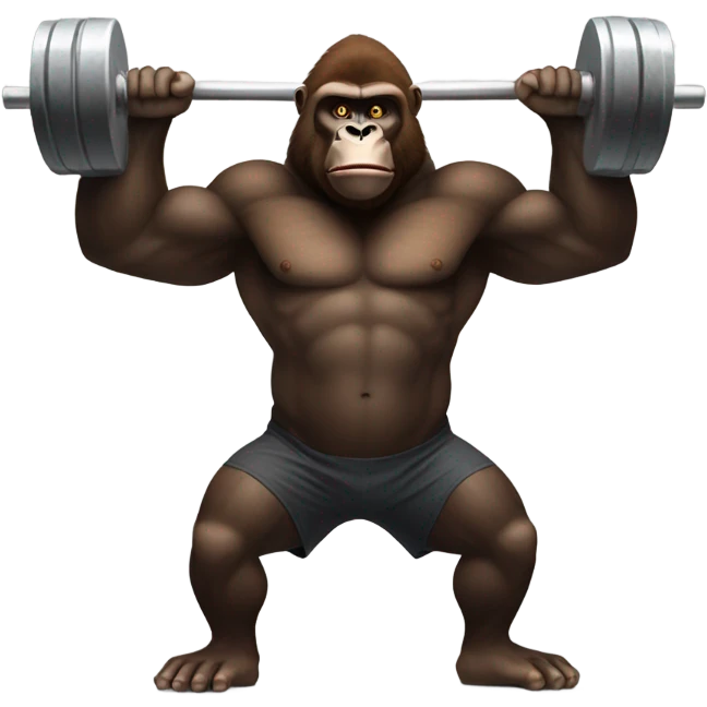 Brown gorilla lifting weights  emoji