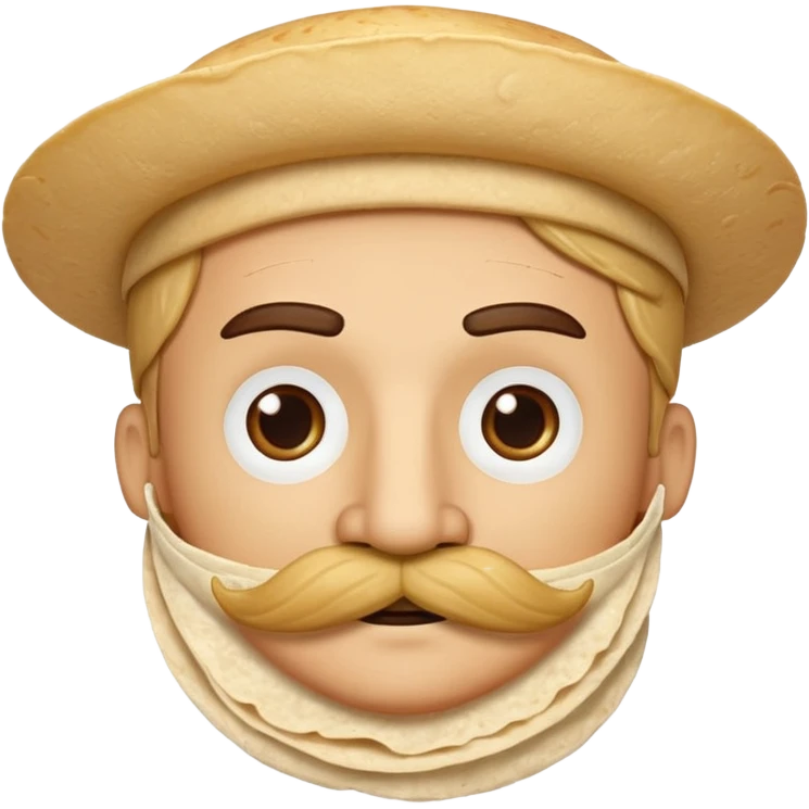 a fresh flour tortilla with a  mustache emoji