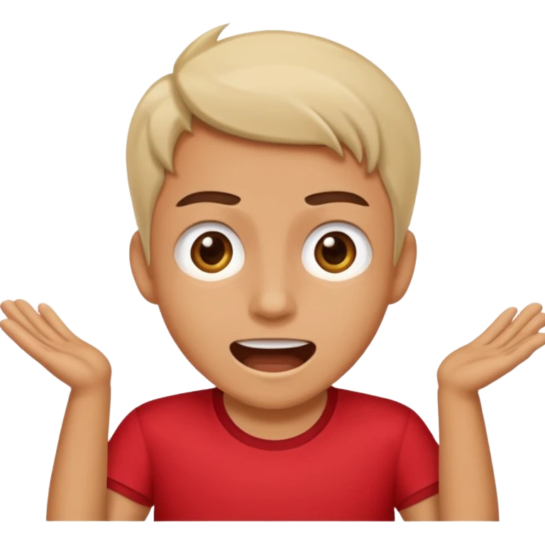 Tourist Character in Red Shirt with A slight expression of excitement and urgency emoji