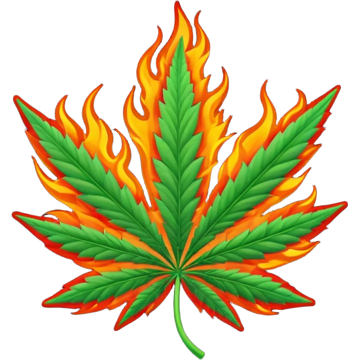 Cannabis leaf with rotation design on out with flame emoji