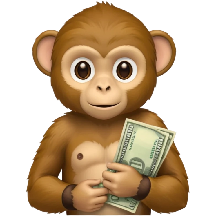 monkey holding money on sholdue emoji