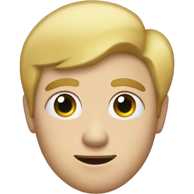 A man with crooked eyes and blond hair who flies to the moon emoji