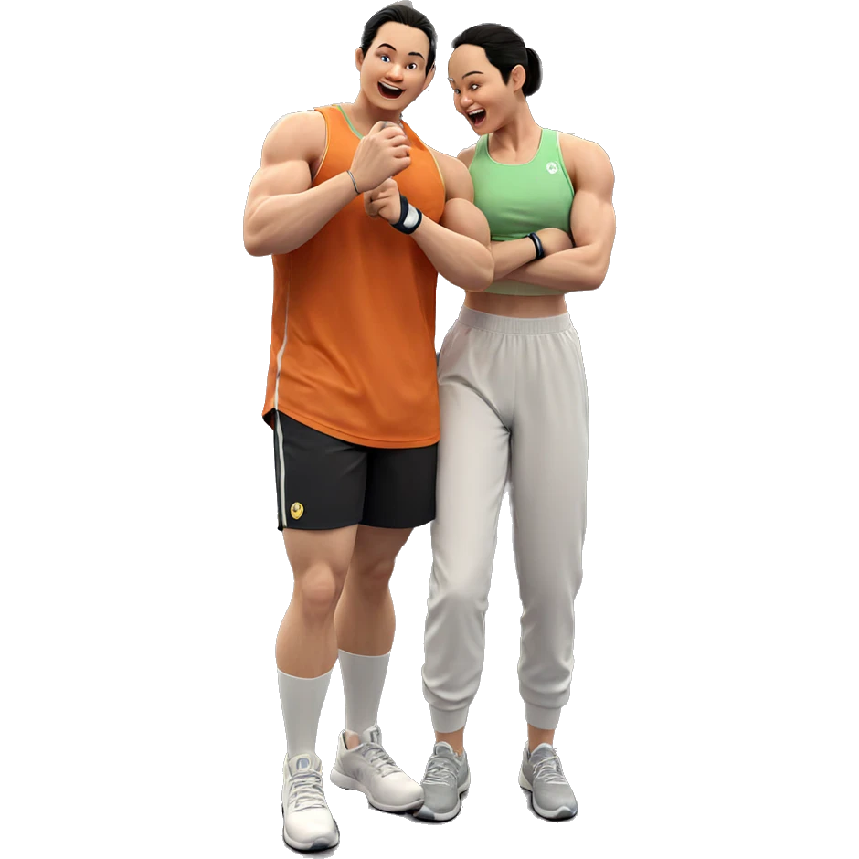 gym buddies workout scene emoji