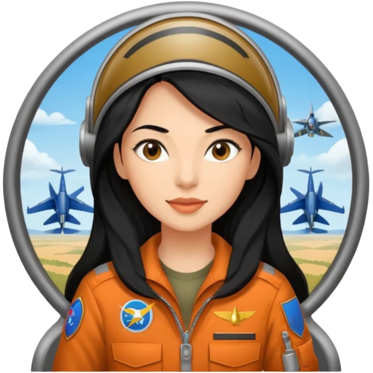Femme cheveux long noir travaille dans le domaine de l'aéronautique emoji