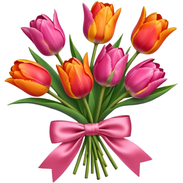 bouquet of 5 tulip and bow tie emoji