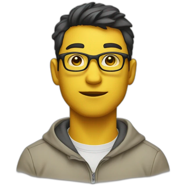 smart man in his late 20s wearing glasses with yellow skin dressed with a pullover over a shirt emoji