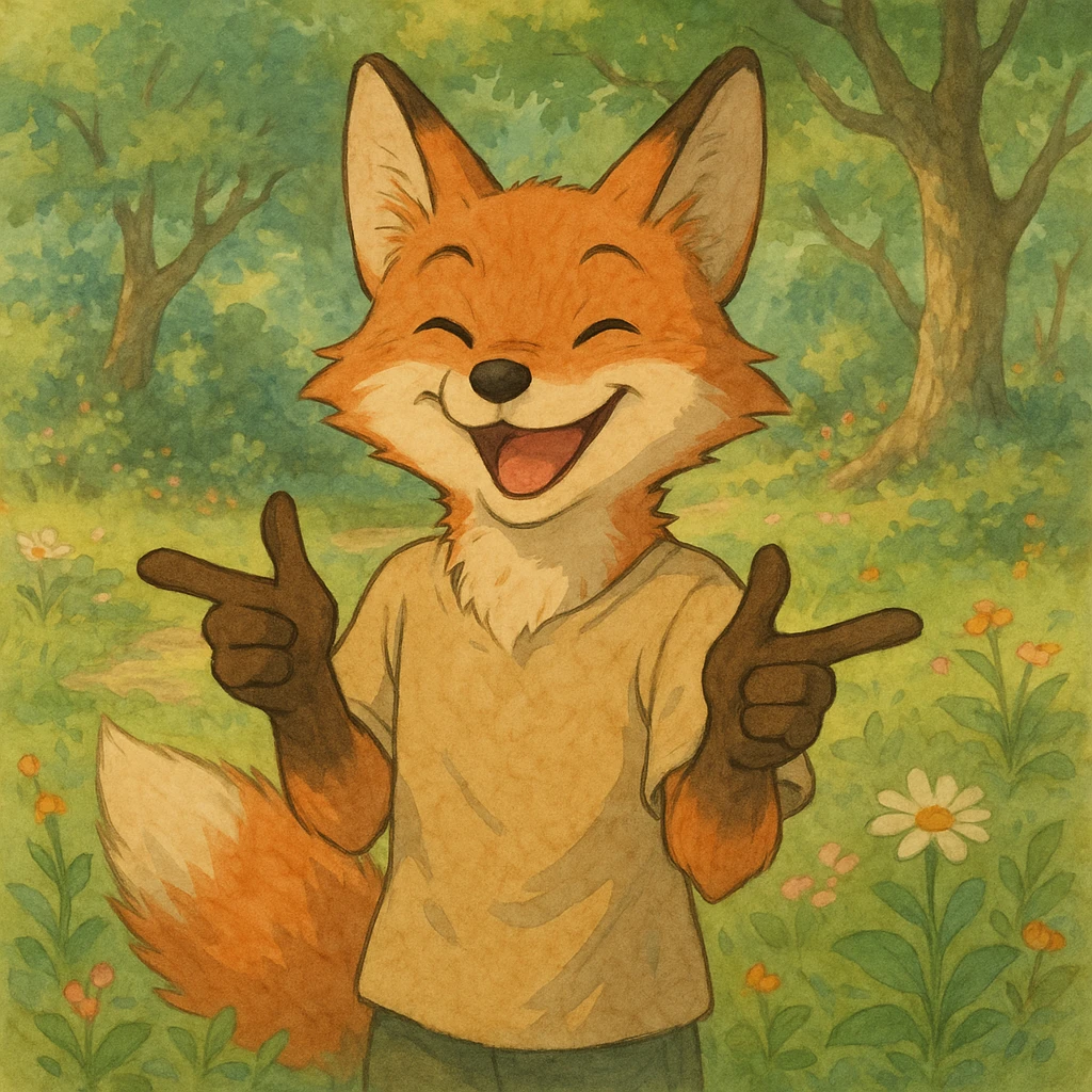 fox doing finger guns emoji