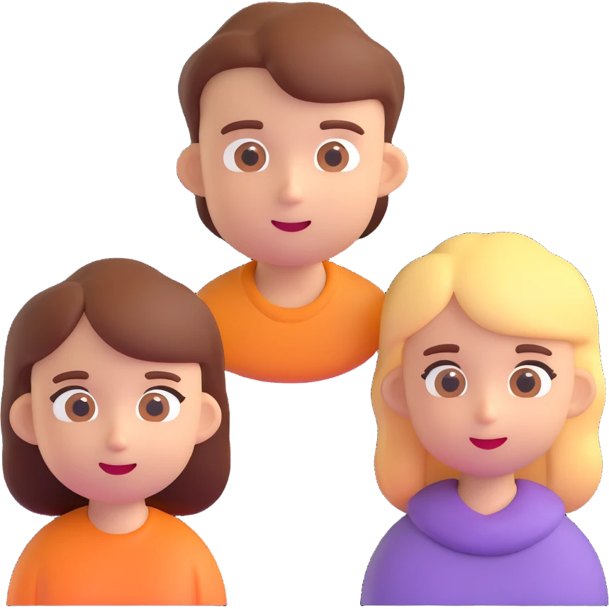 a boy looking at a girl, 3d emoji style emoji