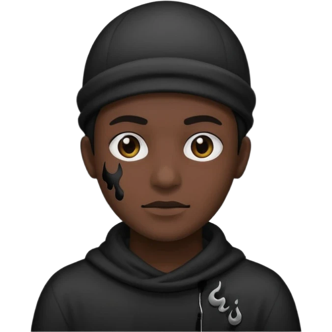 A pitch black head covered in black smoke  emoji