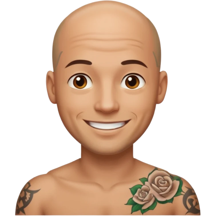 bald handsome men  with tattoo emoji