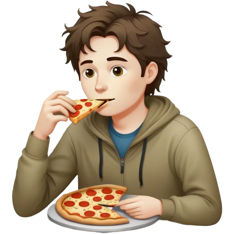 programmer who eats cold pizza and drinks 10 coffees a day. poor posture - sits 25 hours a day. emoji