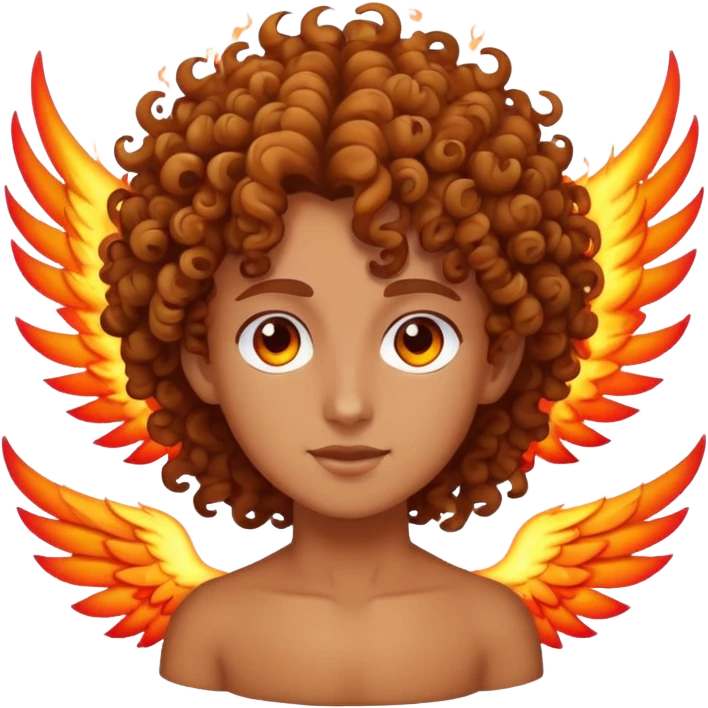 One curly hair person with Burning wings  emoji