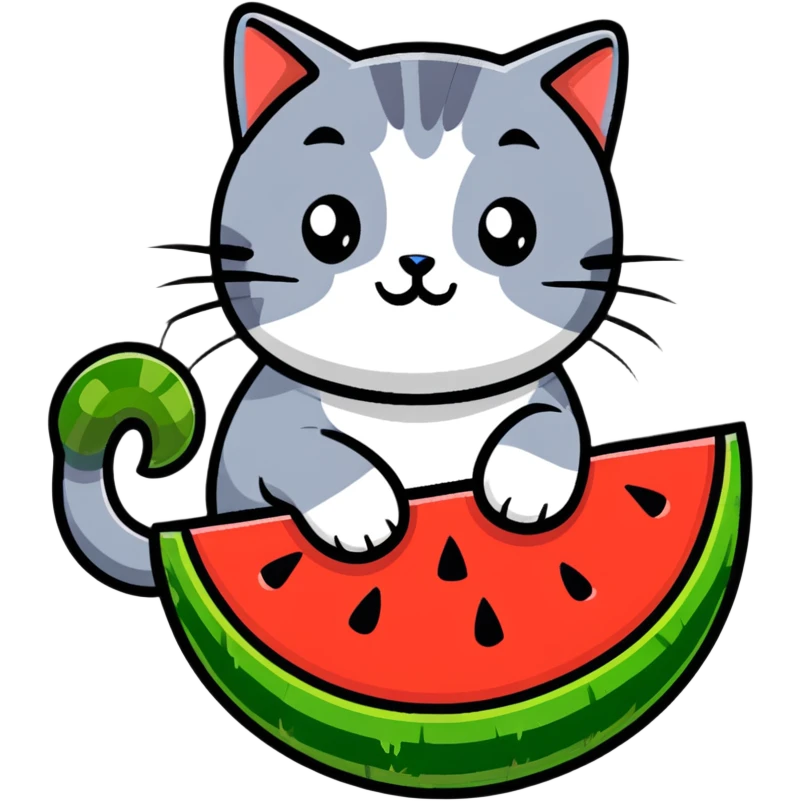 Cat on a watermelon emoji
