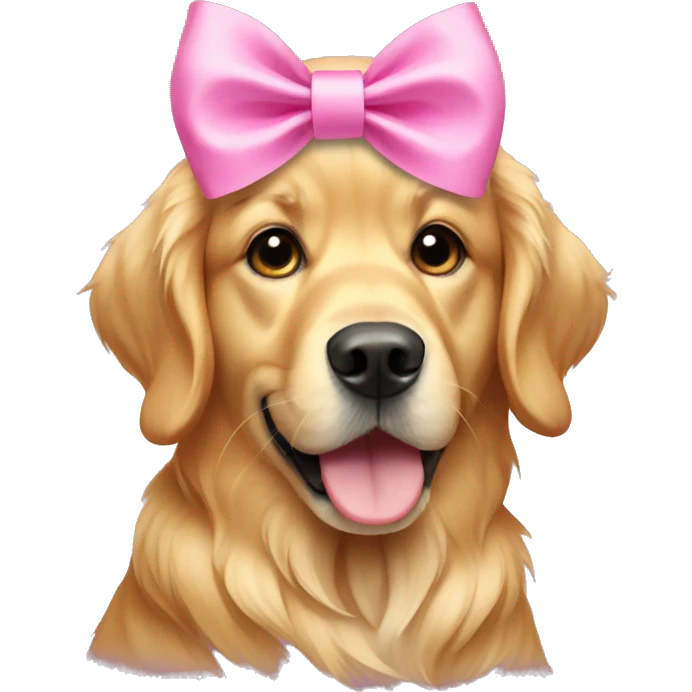 golden retriever wearing pink bow emoji
