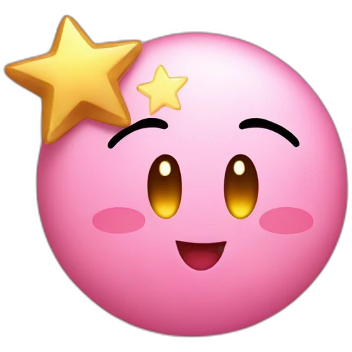 clean cute happy Kirby with a golden star emote emoji