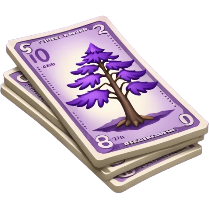 purple bank notes with darker purple pine logo on it emoji