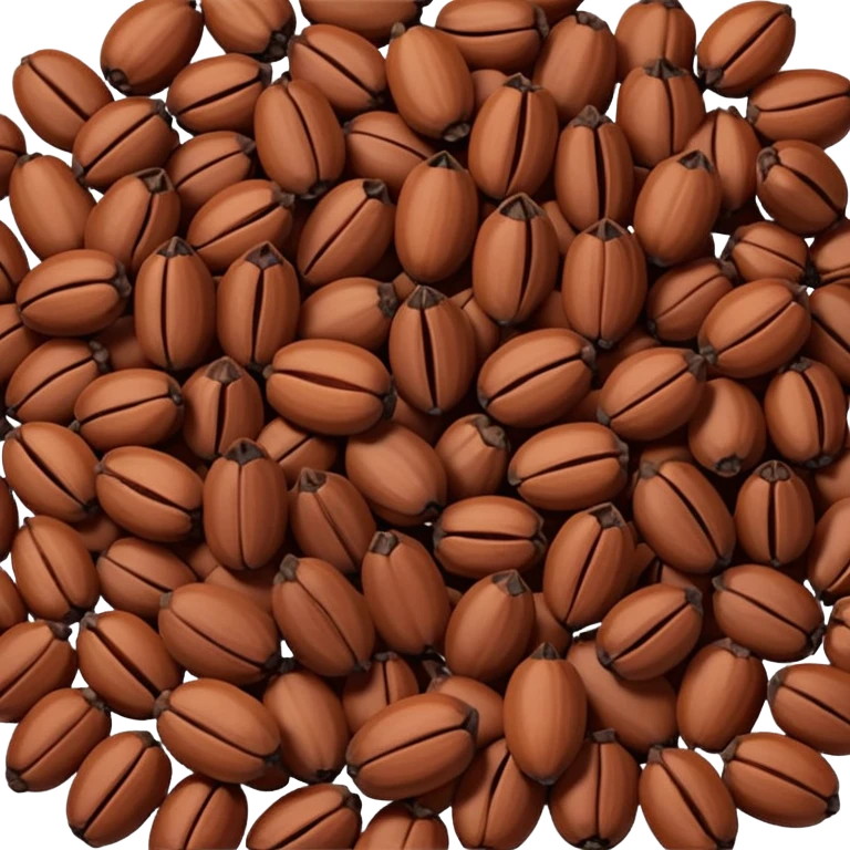 loose scatter of whole cloves, deep brown color, distinctive nail-like shape with rounded heads and tapered stems, dry woody slightly ridged texture, subtle color variations from dark mahogany to reddish brown, soft lighting, subtle shadows, emoji scale emoji