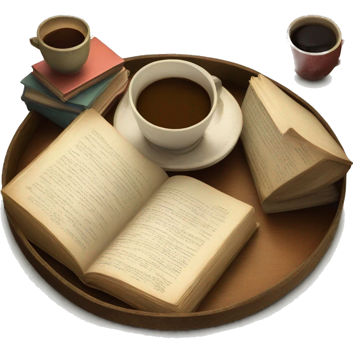 vintage tray with books and coffee  emoji