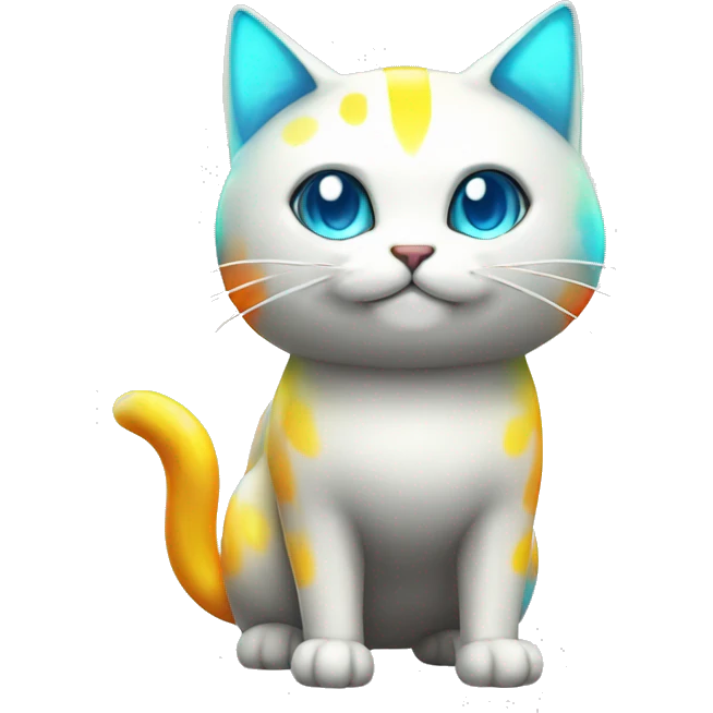 Shiny Colorful Electric-type Fakémon-Cat full body emoji