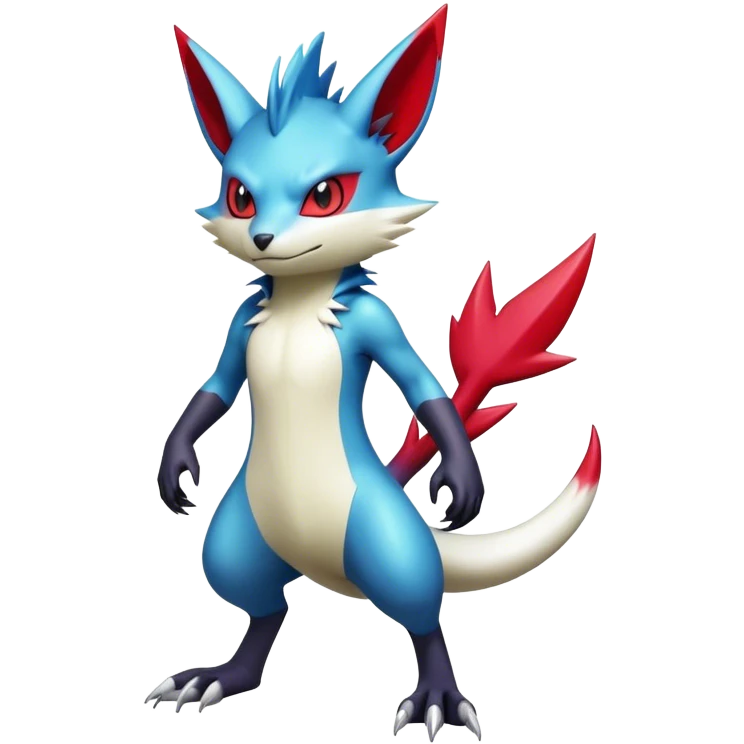 Cool Edgy Badass Shiny Colorful Digimon-Sneasel-Zangoose-hybrid full body emoji