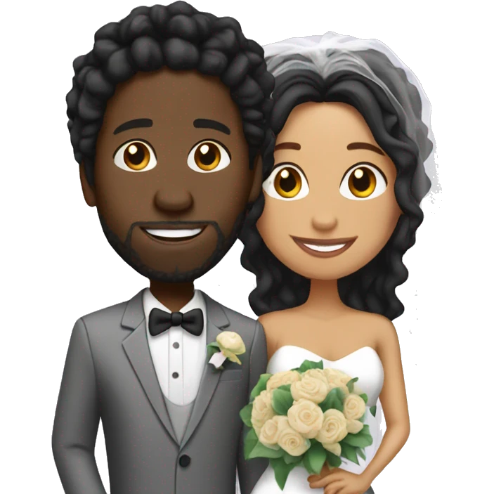 Black guy with dreads with black haired Latina getting married emoji