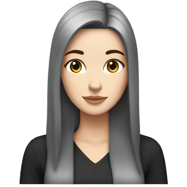 White girl with sleeping Chinese hair with a gray cat emoji