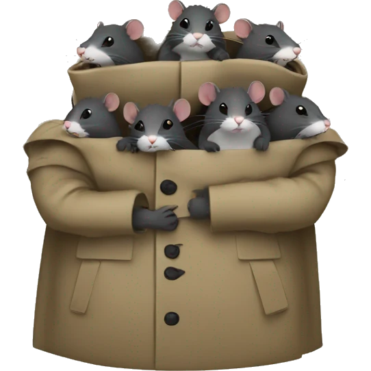 eight rats in a trench coat stacked on top of one another emoji