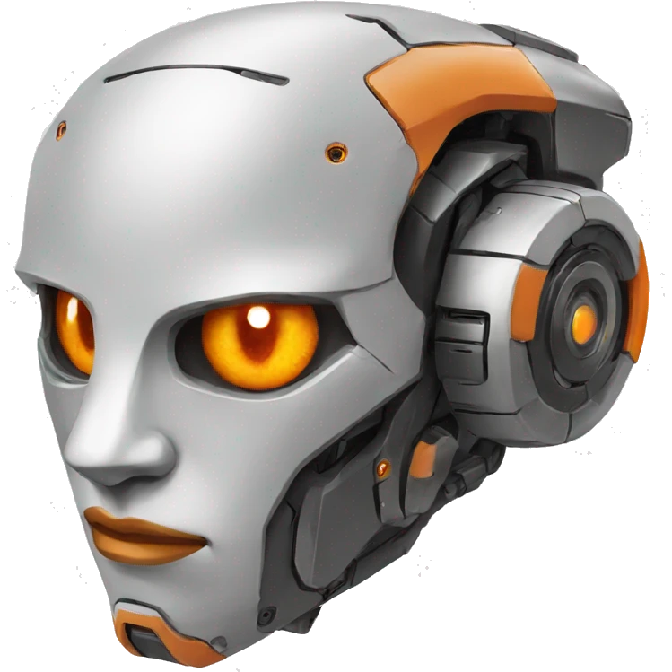 Robot face side view with orange eyes  emoji