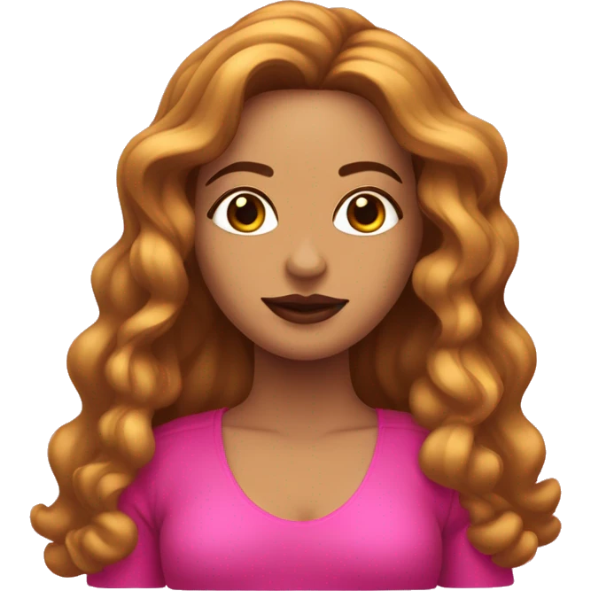 Mujer con reflejo rosado en el cabello rubio y maquillandose emoji
