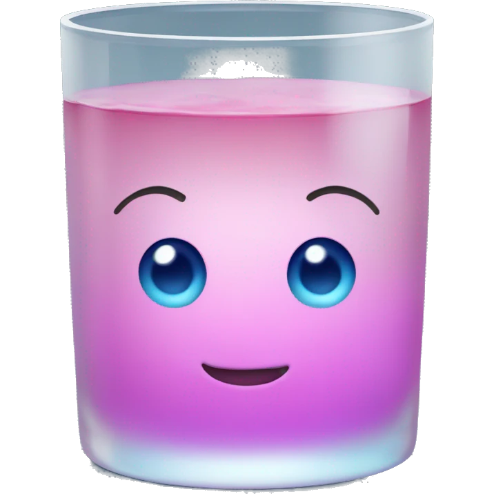 Realistic Pink glass filled with blue water  emoji