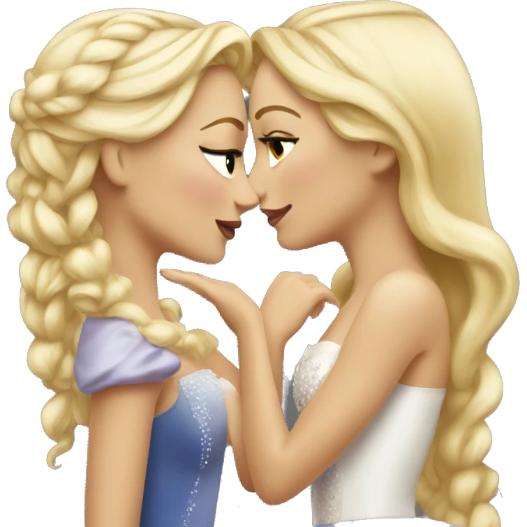2 women princesses couple blonde kiss emoji