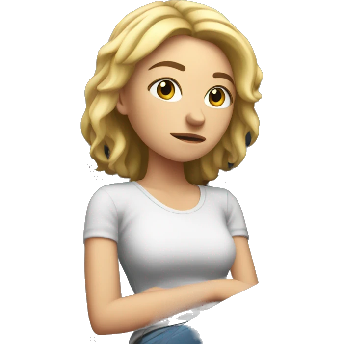 white girl thinking on a big gaming chair  emoji