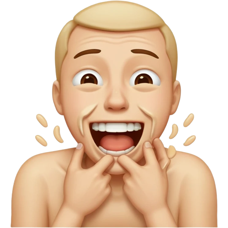 A person choking themselves and laughing and crying sarcastically  emoji