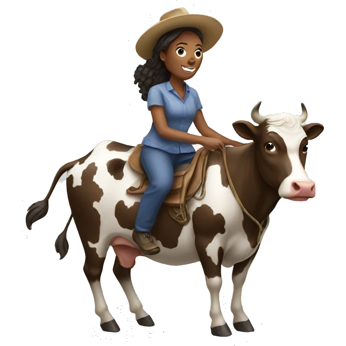 A woman riding a cow  emoji