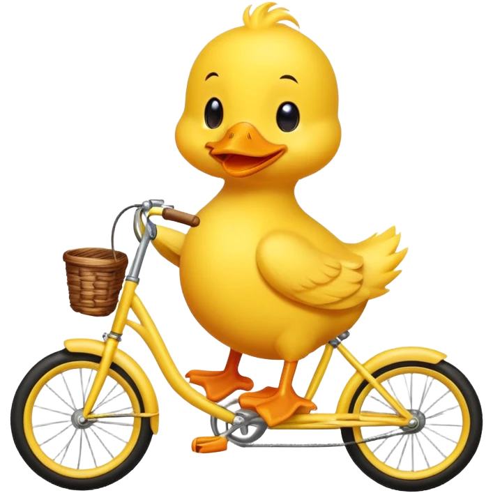 Cute little yellow duck riding a bike emoji