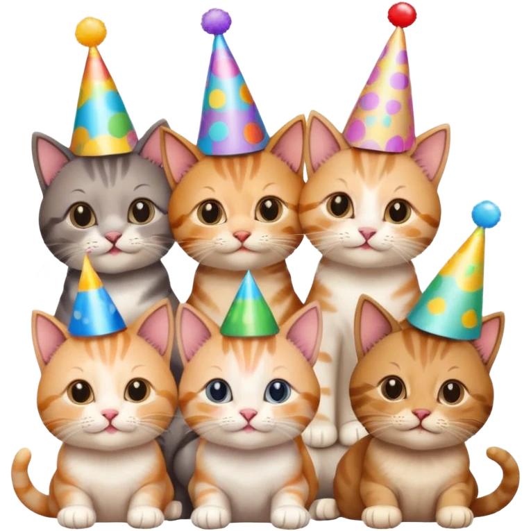 3 cats and a kitten at a birthday party emoji